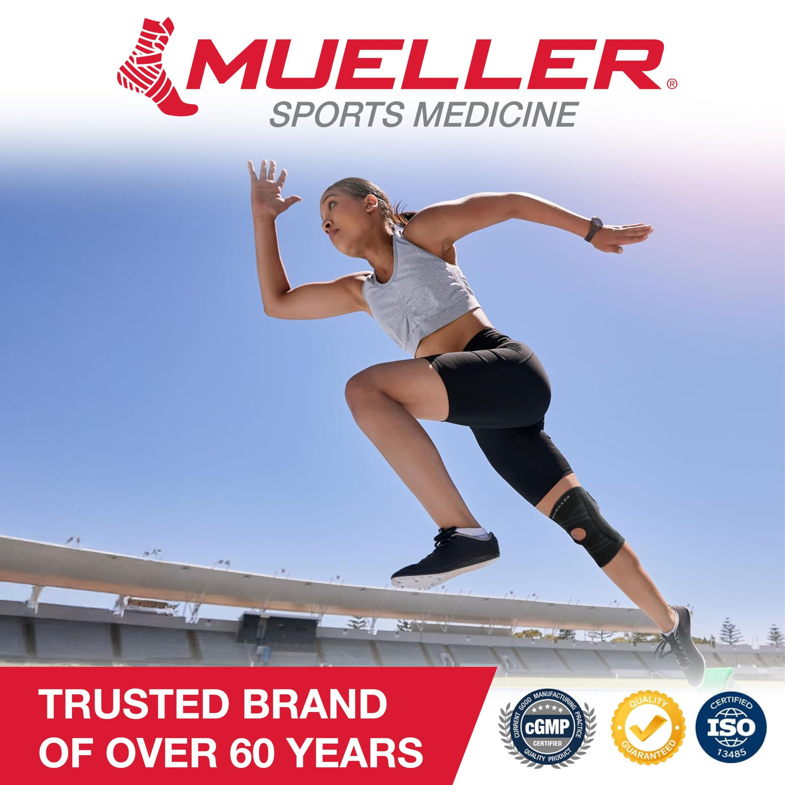 MUELLER Sports Medicine Self Adjusting Knee Brace One Size (Pack of 1), Black