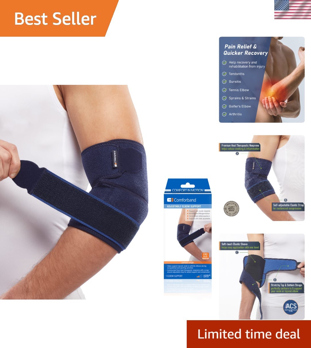 Adjustable Elbow Brace – Targeted Compression for Tennis & Golfer’s Elbow Sup…