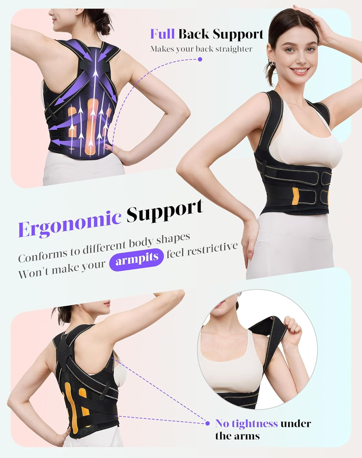 Posture Corrector for Women and Men, 5 Full Back Support Brace Rods, FSA&HSA Eli