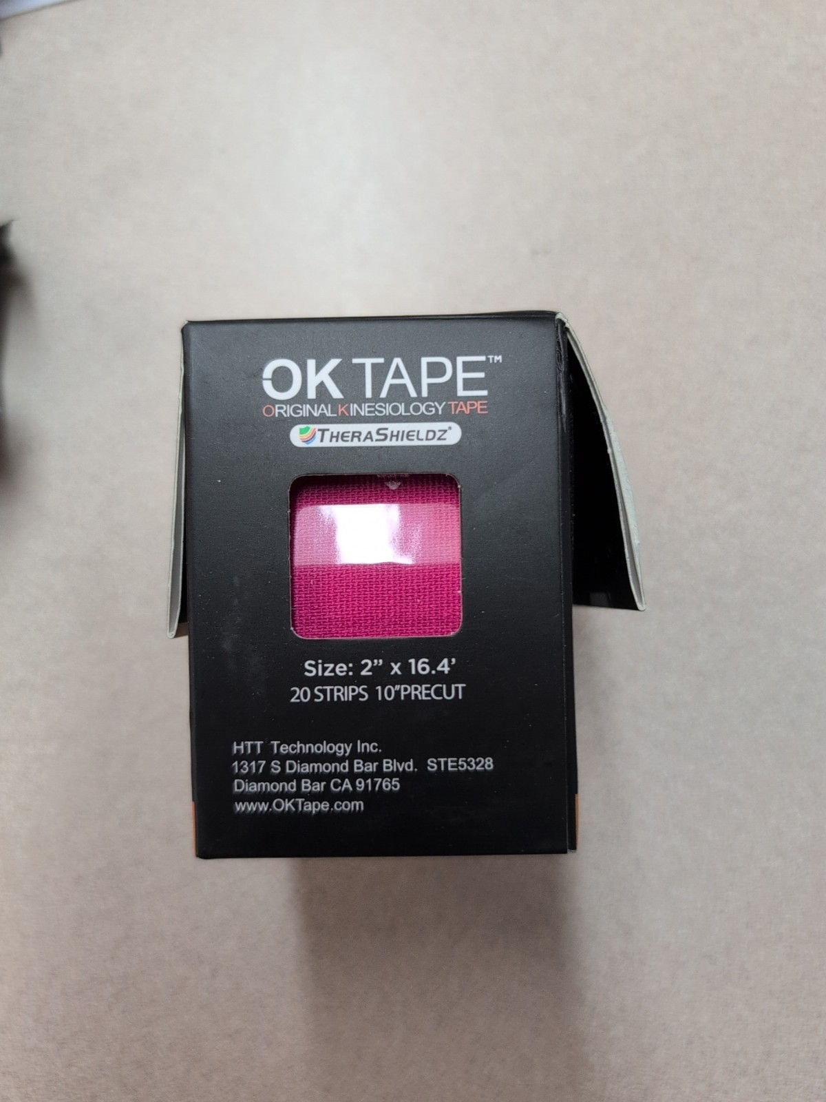 OK TAPE Kinesiology Tape 10 inches Precut, 20 Strips, Cotton Elastic pink