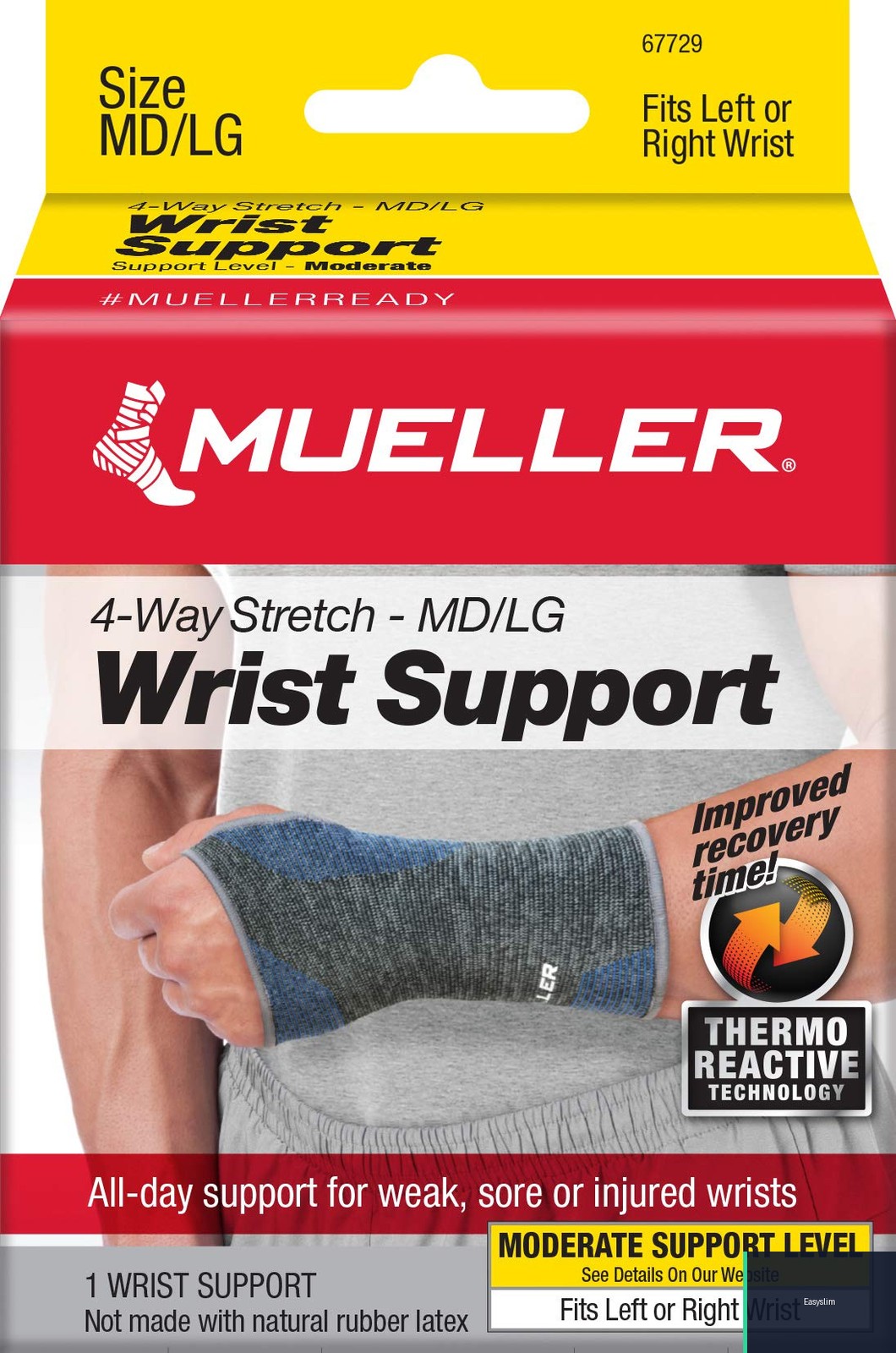 Wrist Support Brace Black Blue M/L Lightweight Thermo Reactive Polyester Blend