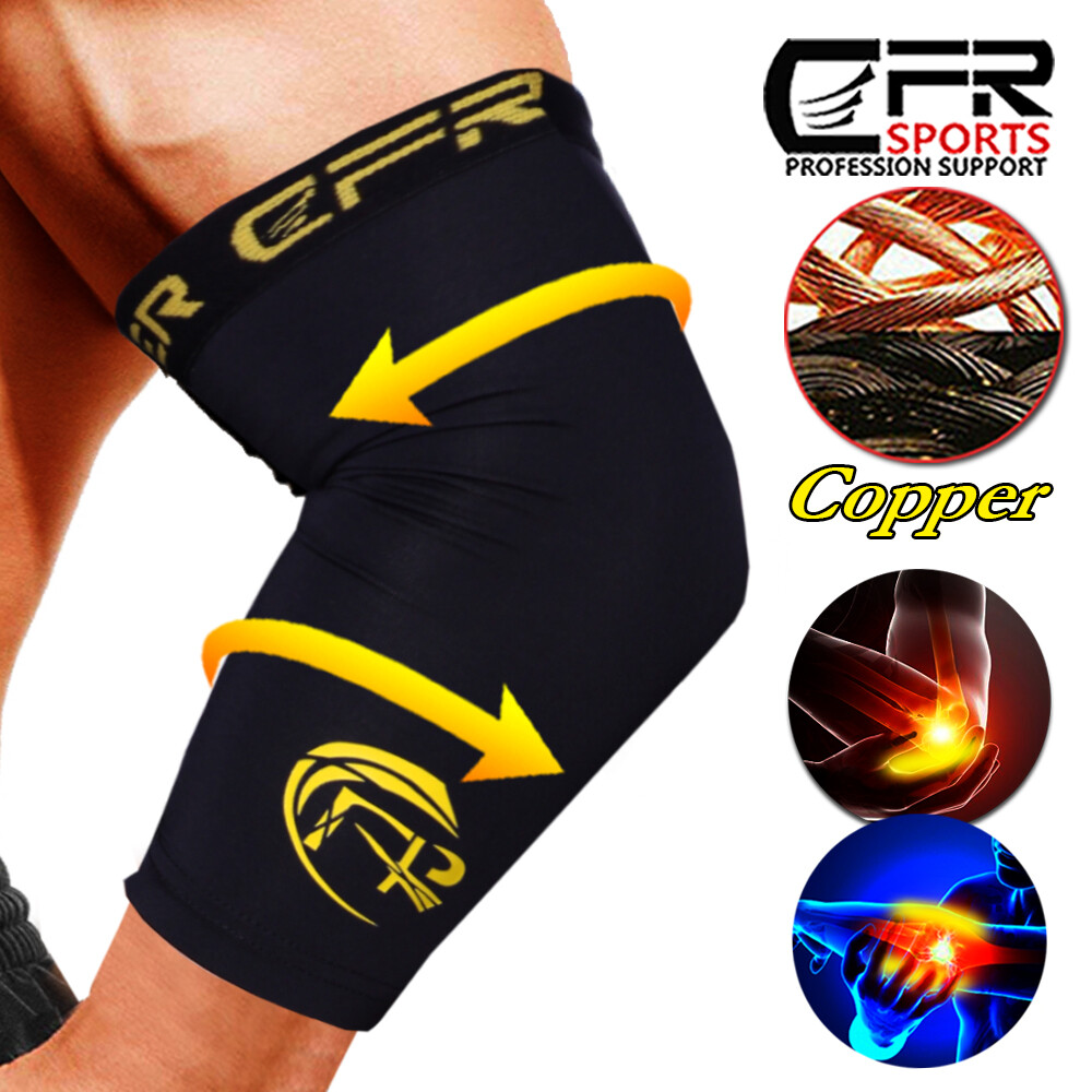 Compression Arm Sleeves Copper Elbow Support Brace Joint Pain Relief Gym Tennis