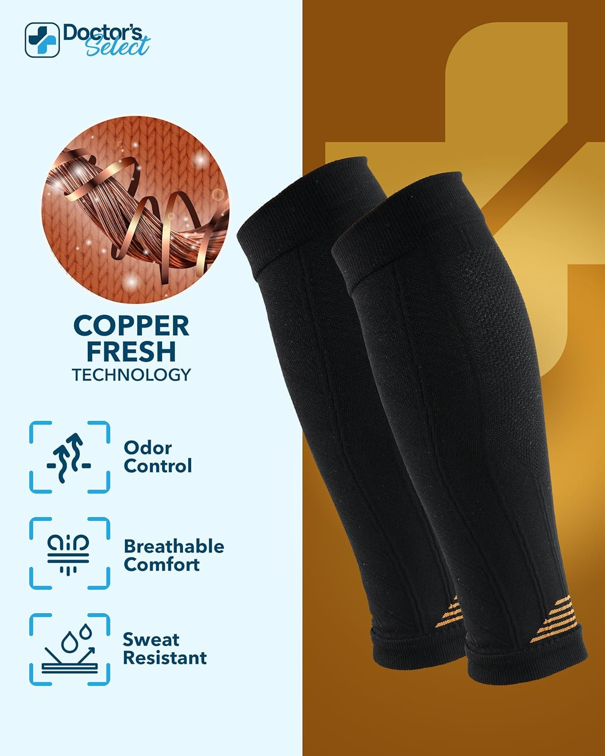 2 Pairs Copper Calf Compression Sleeve – Leg Compression Sleeves for Women & Men