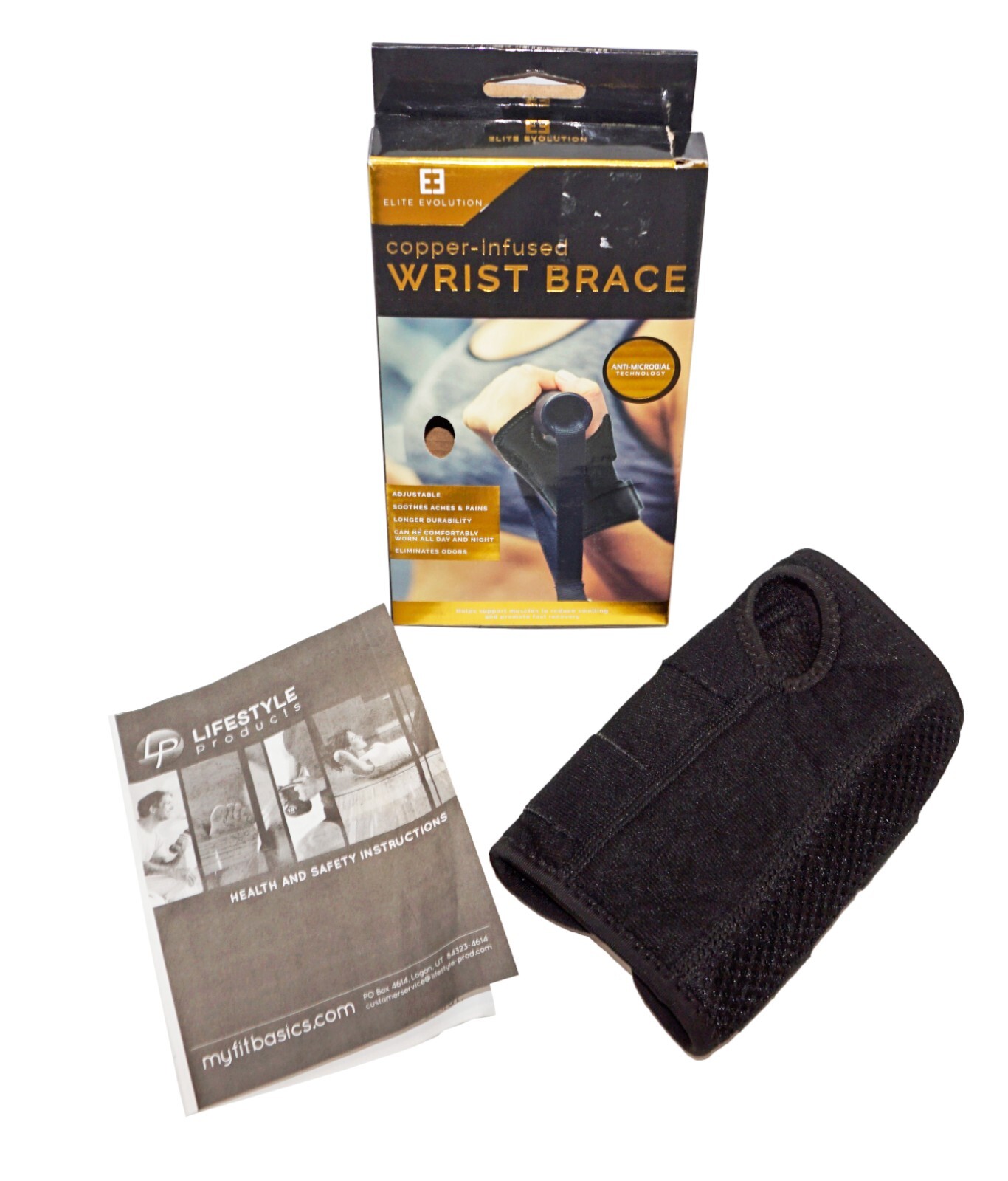 Copper Infused Brace Wrist Support + Relief – Adult One Size Fits Most