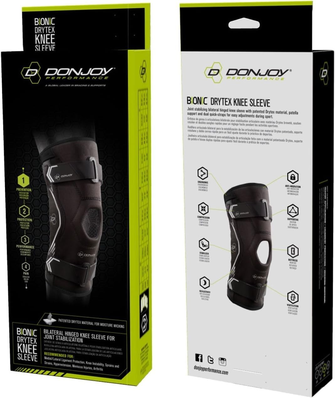 Don Joy Bionic Dryden Knee Sleeve Open Patella Orthopedic Brace Small Black