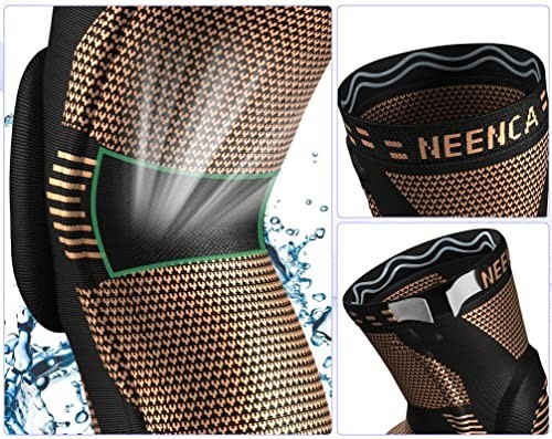 Knee Braces 2 Pack Compression Sleeves with Patella Gel Pad Metal Stabilizers