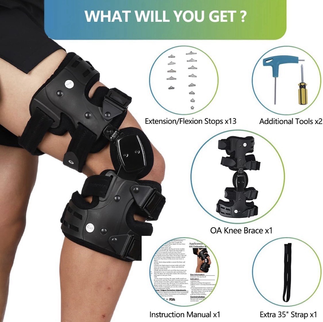 OA Unloader Knee Brace Right Adjustable ROM Osteoarthritis Support