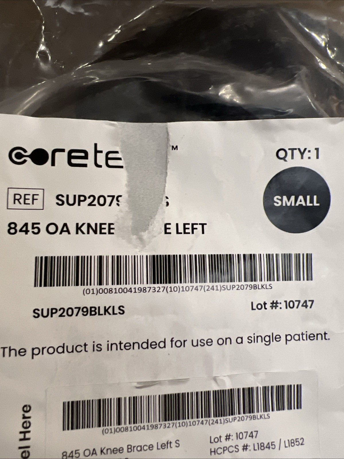 New Coretech 845 OA Knee Brace SMALL LEFT Hinge Knee Brace Black SUP2079BLKLS