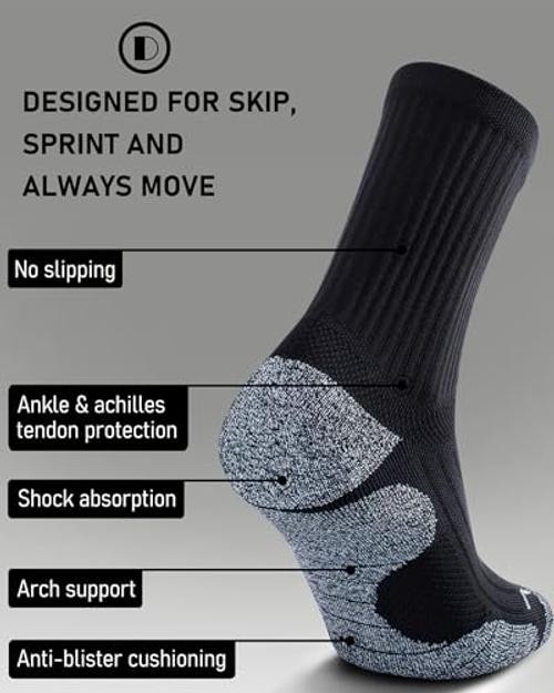 Elite Cushioned Compression Mid-crew Socks 4-Pack for Large Black (4 Pairs)
