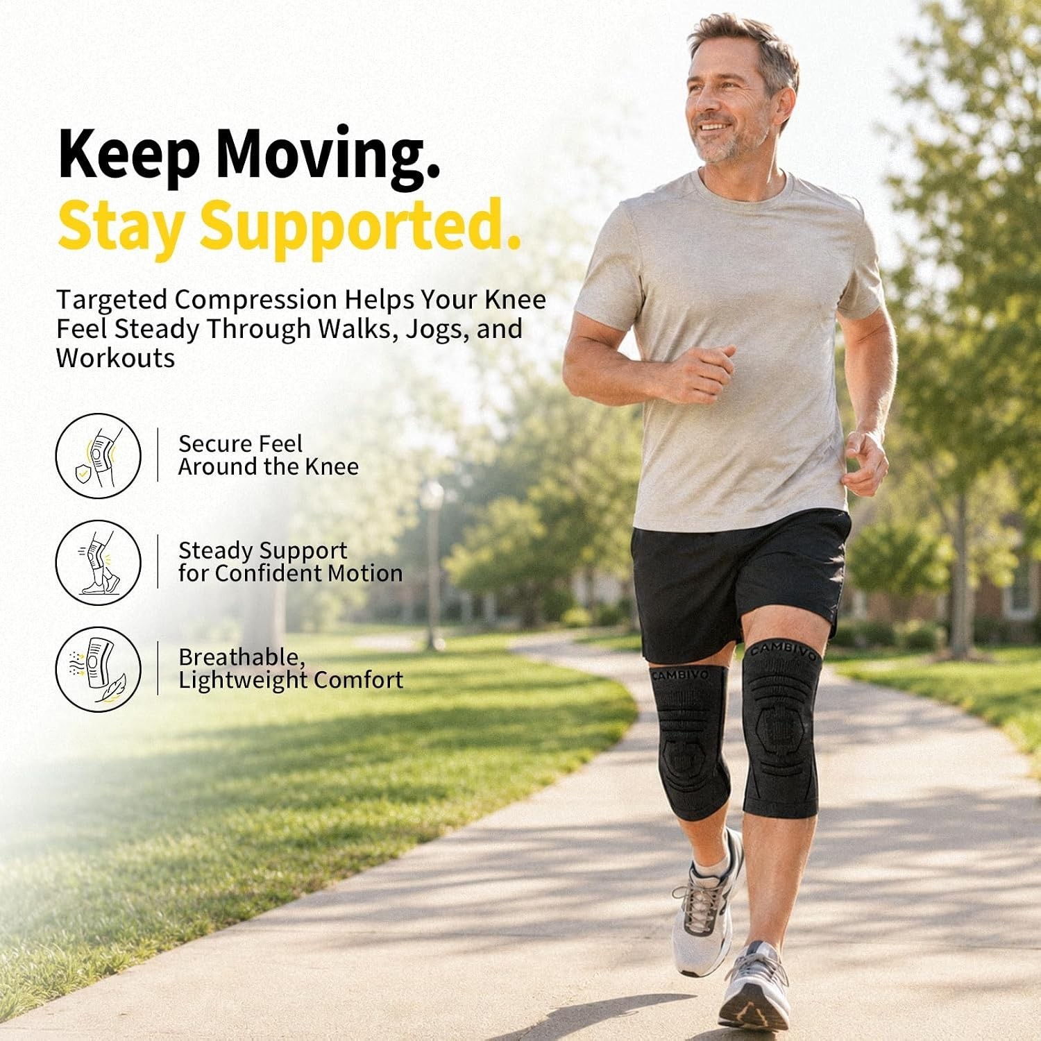 Lightweight Knee Sleeves for Arthritis, Meniscus – 2 Pack