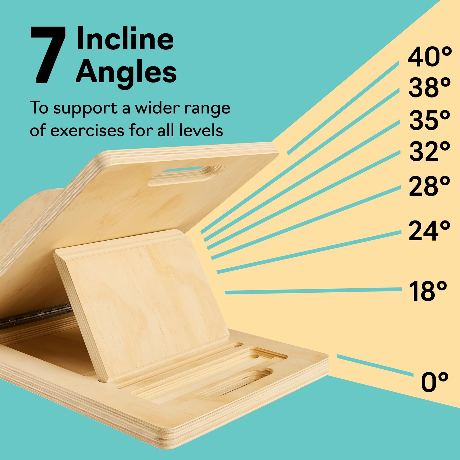 Slant Boards for Exercise – Board with 7 Incline Compact, Natural