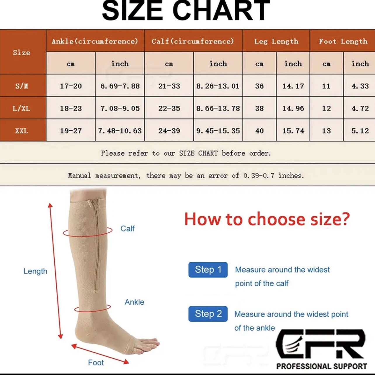 New Compression Socks OPEN TOE Knee High Leg Support Stockings (S-XXL)