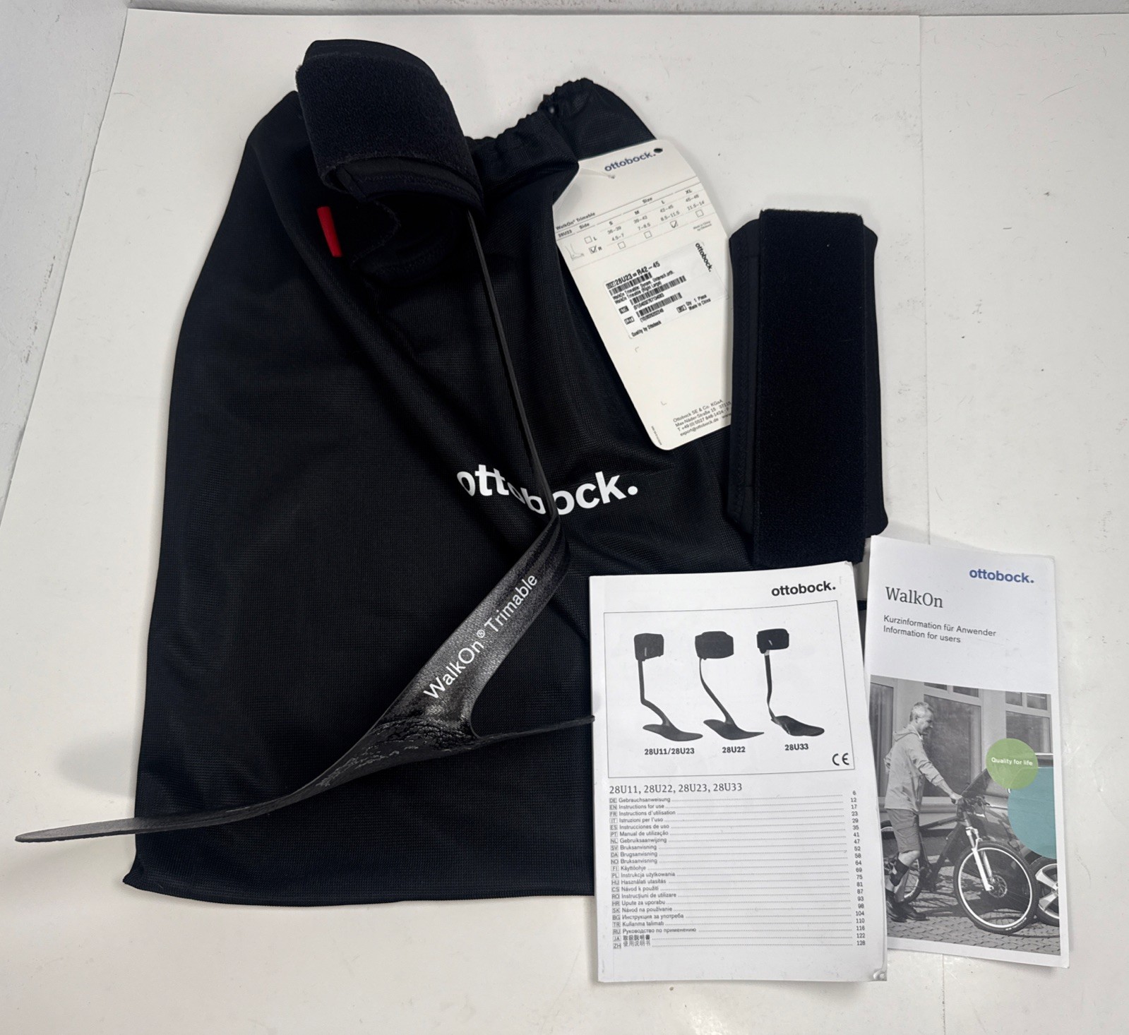 Ottobock WalkOn Trimmable AFO Drop Foot Brace Right Large 28U23 R42-45 Carbon
