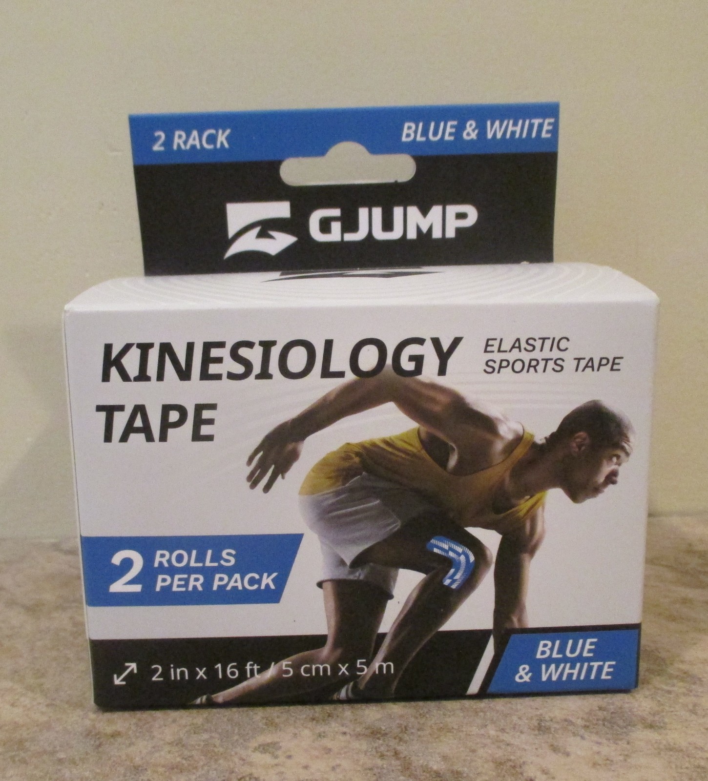 2 Roll Pkg of Kinesiology Tape – 2″ – Blue & White – NIP