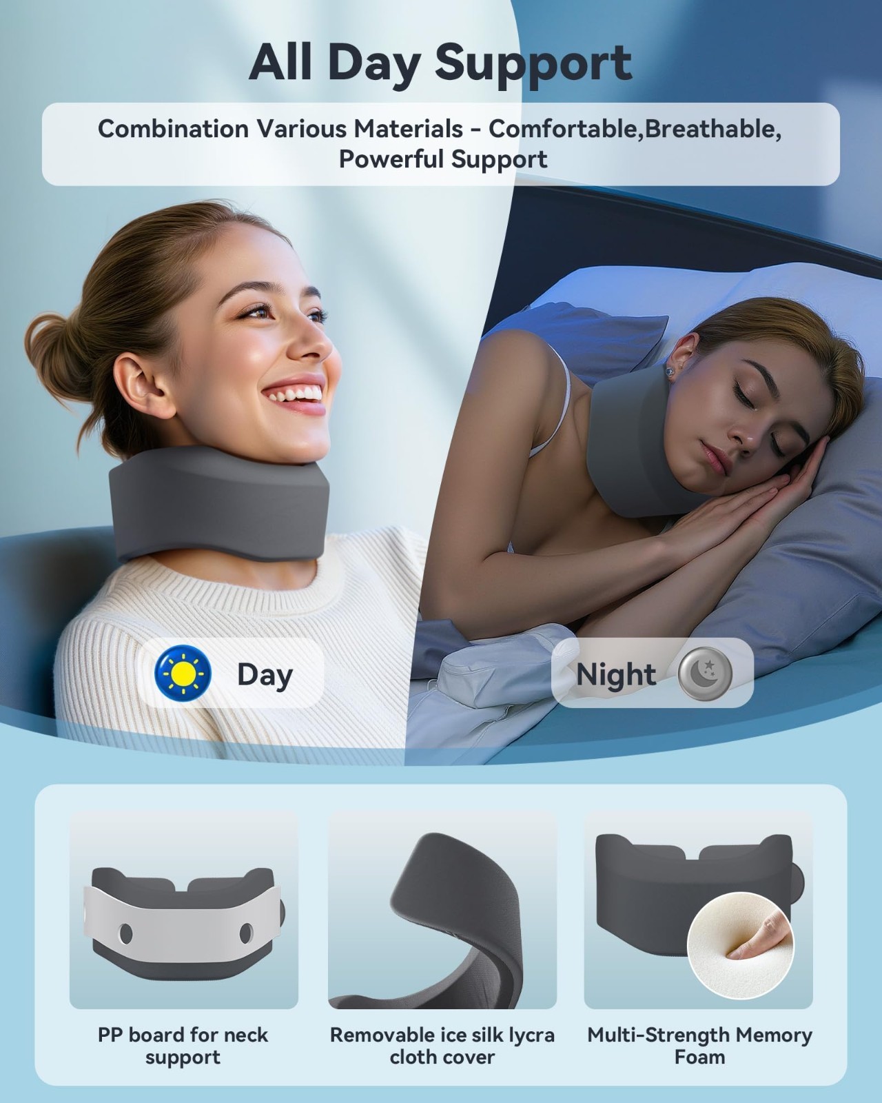 Neck Brace for Sleeping – Soft Cervical Collar for Neck Pain Relief & Support, S