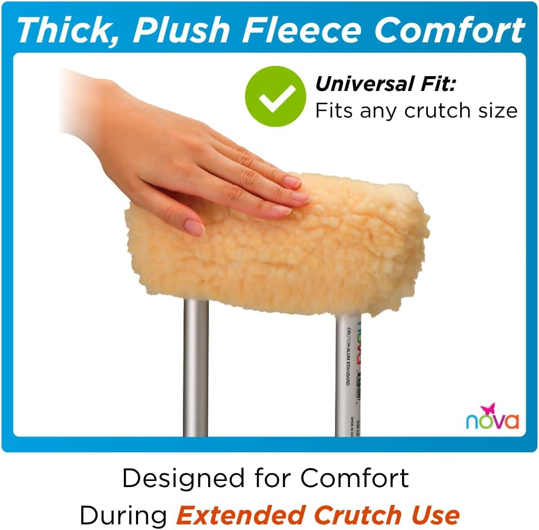 Medical Products Sheepskin Fleece Crutch Pads, Universal Fit Padded Cushion Flee