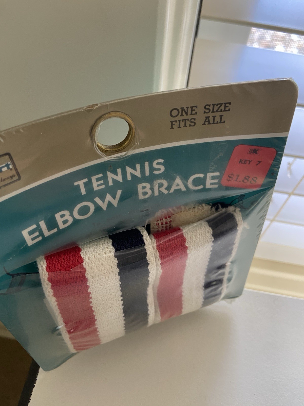 KMart Vintage Tennis Elbow Brace Sports Band Red White Blue Elastic NOS