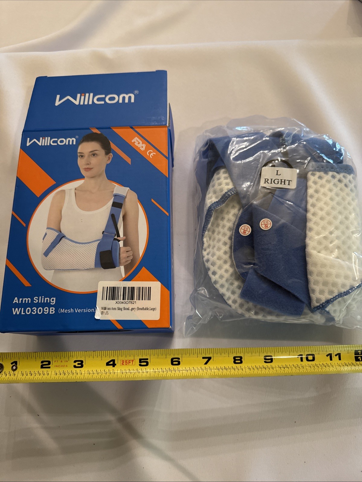 Willcom arm sling WLO 309B mesh version white blue LARGE RIGHT ARM UNISEX