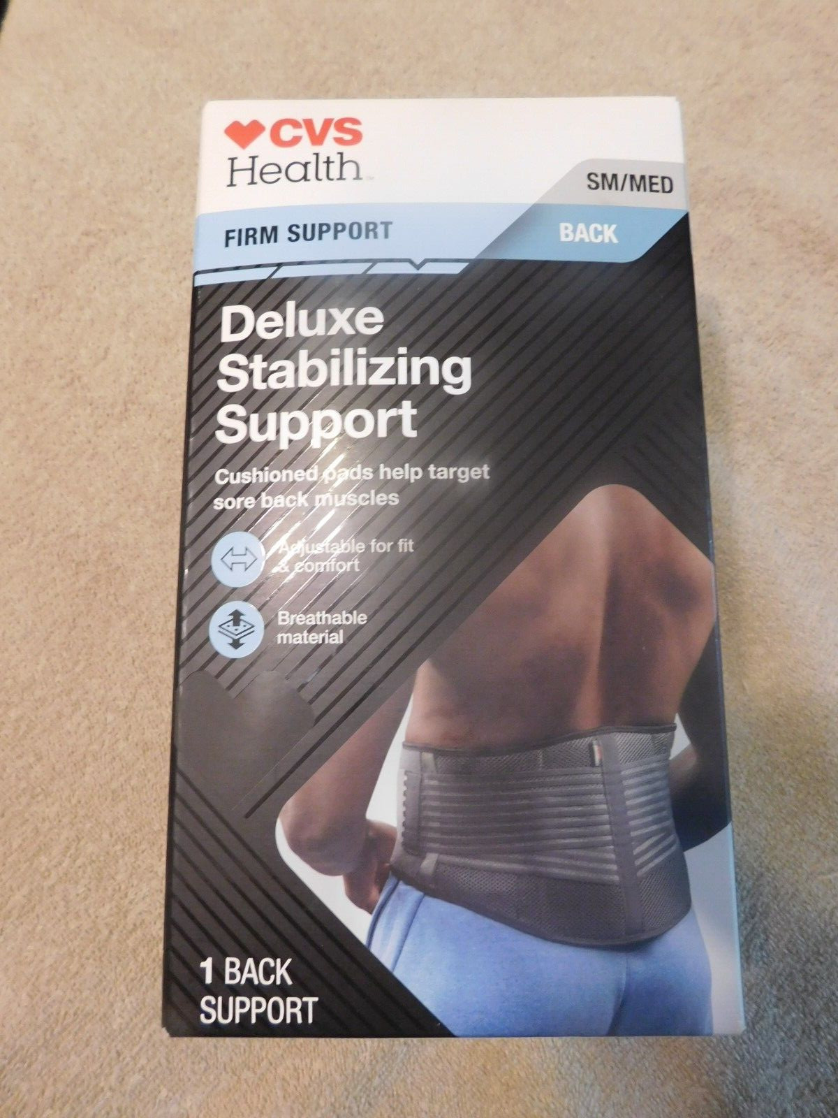 DELUXE STABILIZING SUPPORT FOR BACK, NIB, SM/MED, FIRM SUPPORT