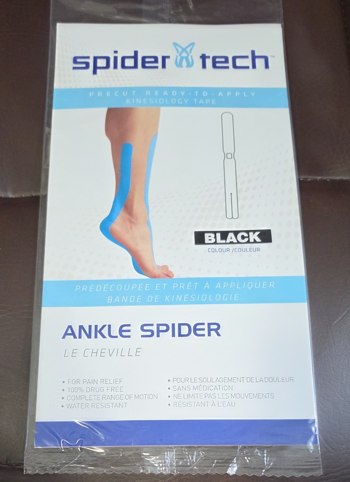 SPIDER TECH PRECUT READY TO APPLY KINESIOLGY TAPE (ANKLE SPIDER) BLACK