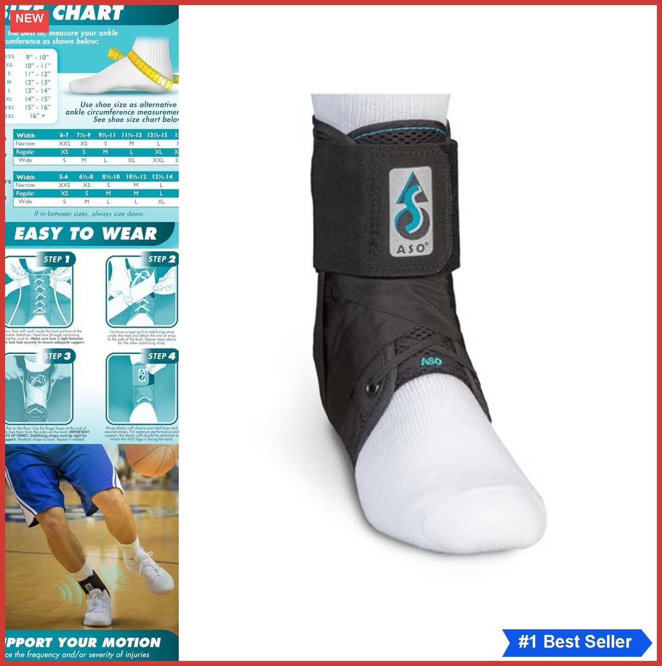 Ankle Stabilizer Brace Lace Up Sports Support for Sprain Recovery Basketballebae