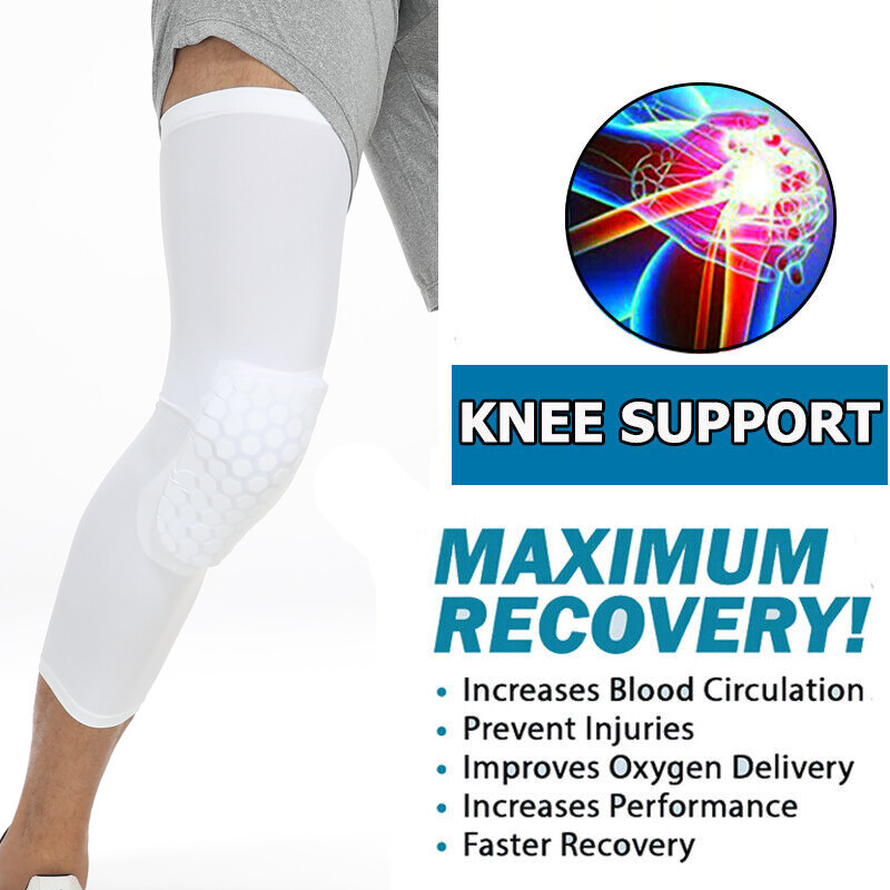 Compression Sleeves Long Knee Pad Brace Support Protector Basketball Sports Pain