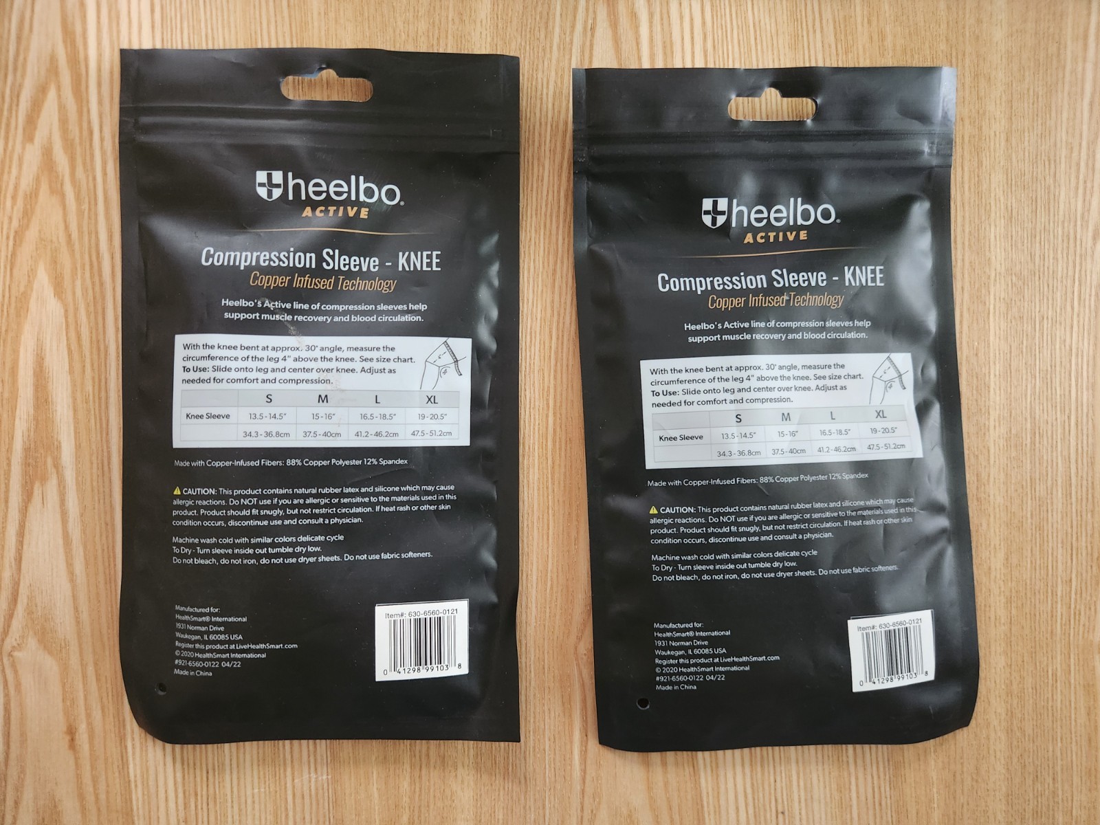 Set Of 2 NEW Heelbo Active Knee Copper Compression Sleeves – Size Small
