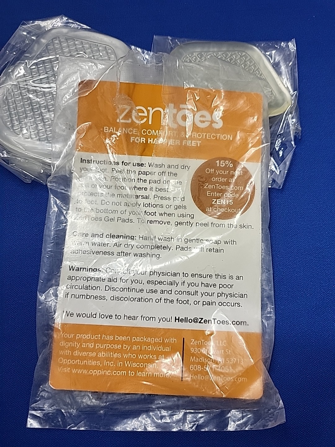ZenToes Gel Pads For Ball Of Foot Pain Protectors One Pair DANCE PADS