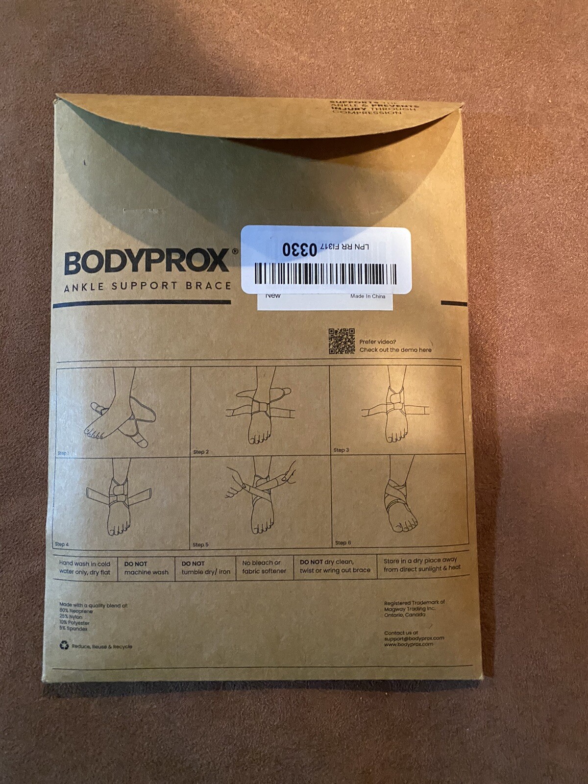 Bodyprox Ankle Support Brace ~Breathable Neoprene Sleeve, Adjustable Wrap BLACK