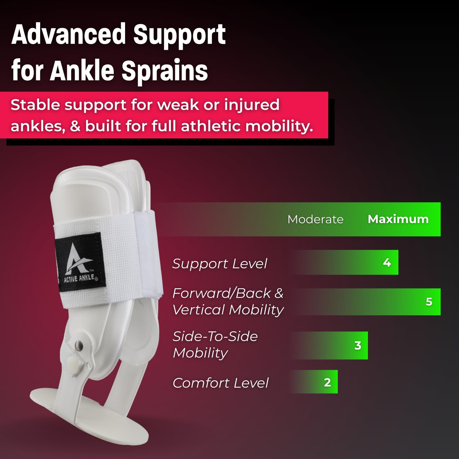 Cramer Active Ankle T2 Ankle Brace Large White Men 10-13 Women 11-14