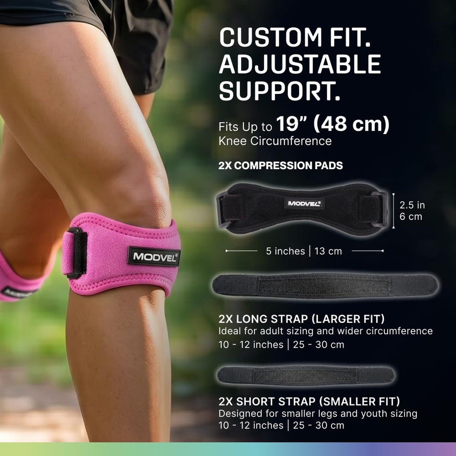 Knee Support Strap Patella Tendon Brace Band One Size Adjustable for Running