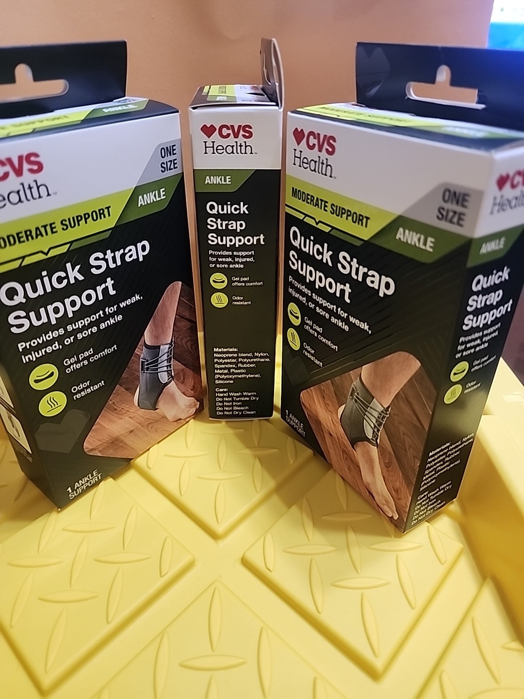3x CVS Health Moderate Support Ankle Quick Strap Support One Size
