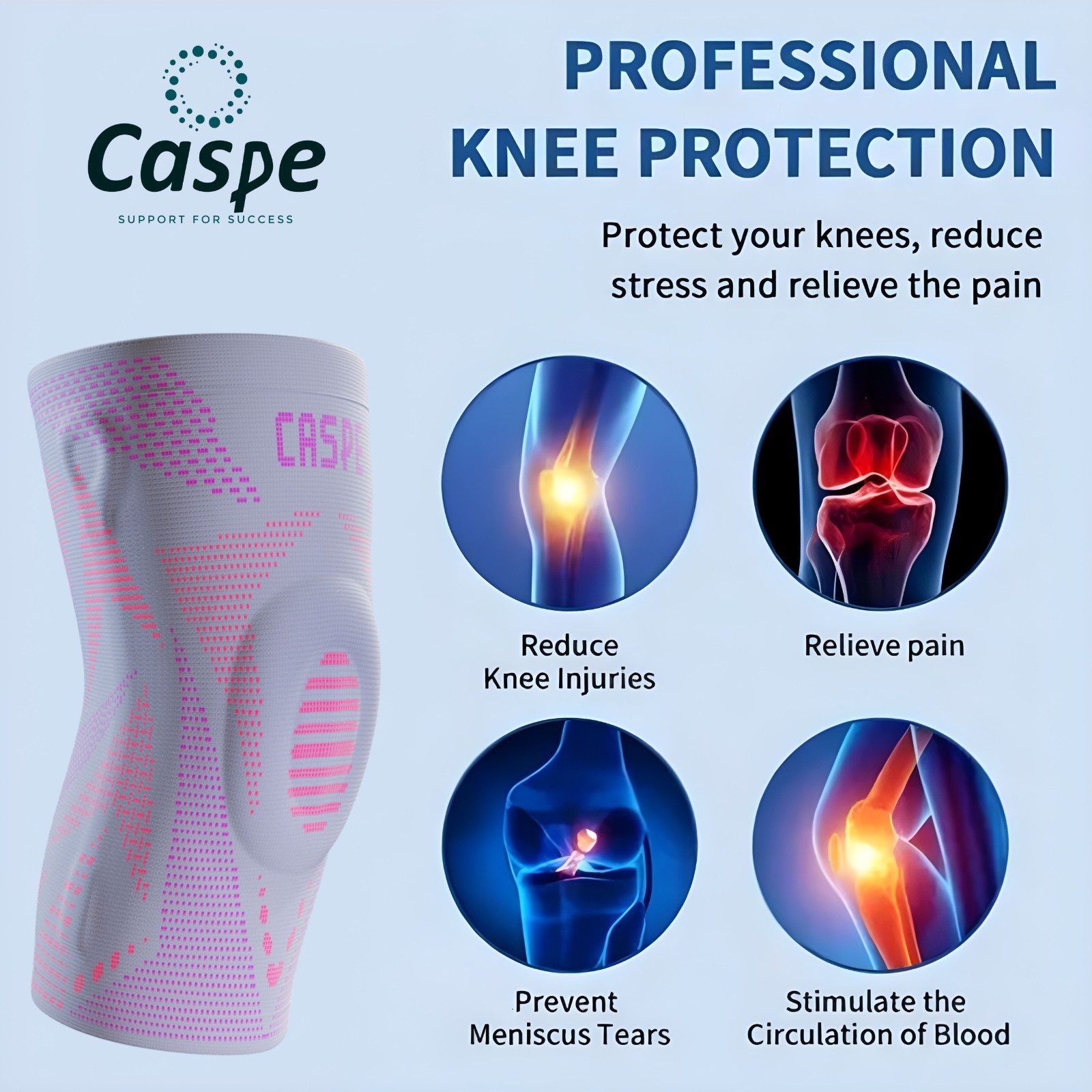 Caspe Woman Men for Knee Pain Knee Support with Patella Gel Pad Arthritis Relief