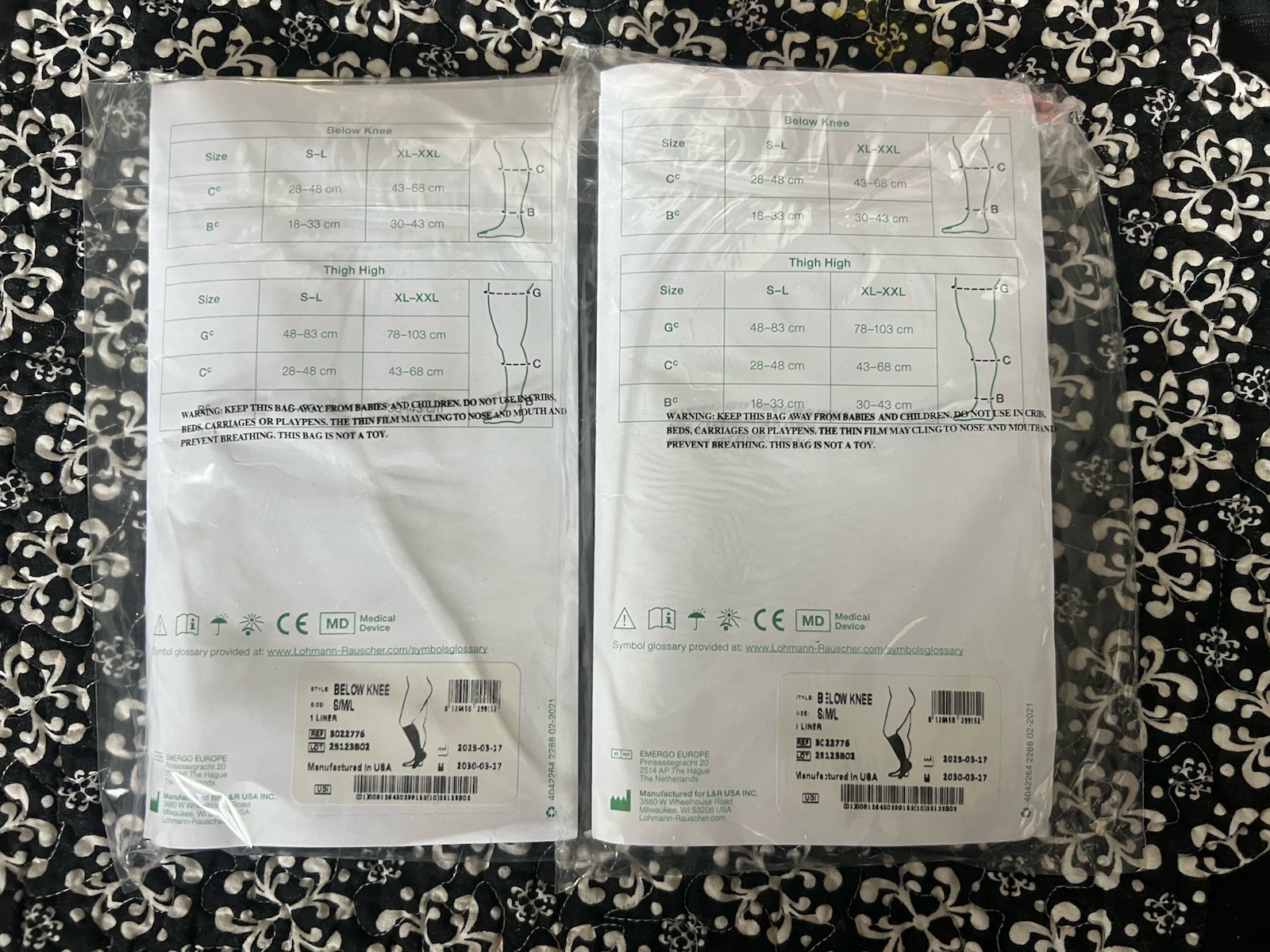 Ready Wrap Liner Garment Liner Below Knee Size Medium Black Color