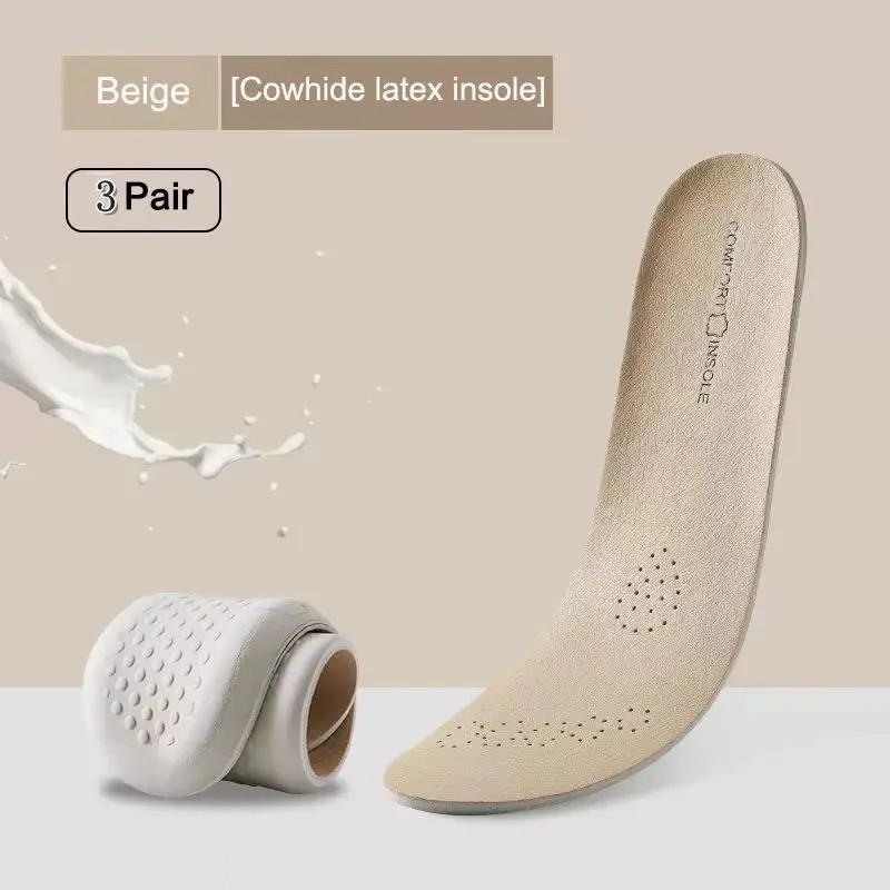 Leather Latex Sports Insole Cowhide Insoles for Shoes Arch Support Shoe Pads Sho