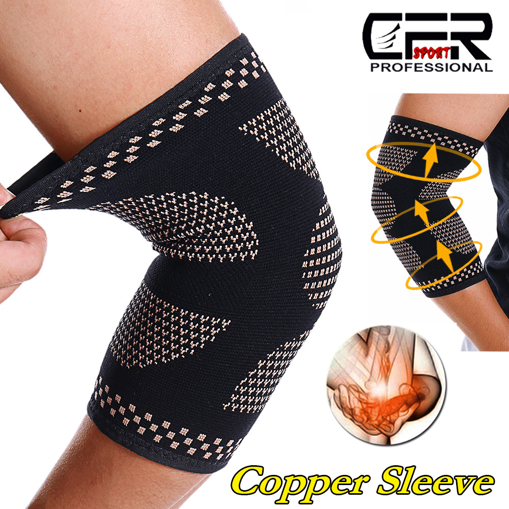 Copper Elbow Brace Support Compression Sleeve Arthritis Tendonitis Joint Pain DS