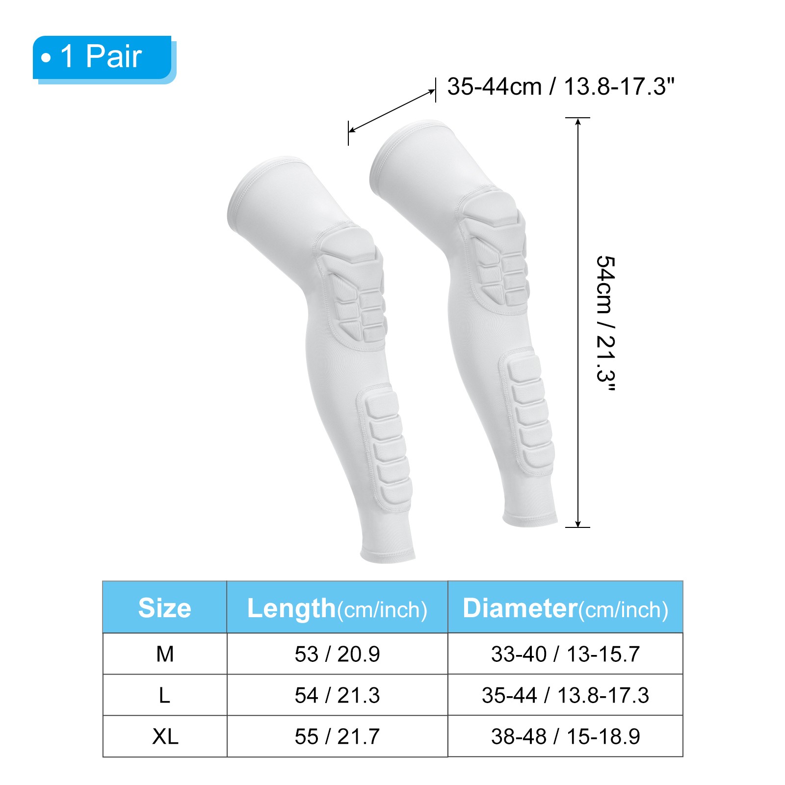 2Pcs Knee Calf Pads Knee Braces Knee Guards Compression Leg Sleeve White L]