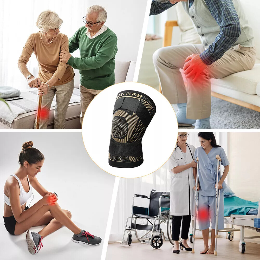 Copper Knee Brace Support Compression Sleeve Sport Joint Arthritis Pain Relief
