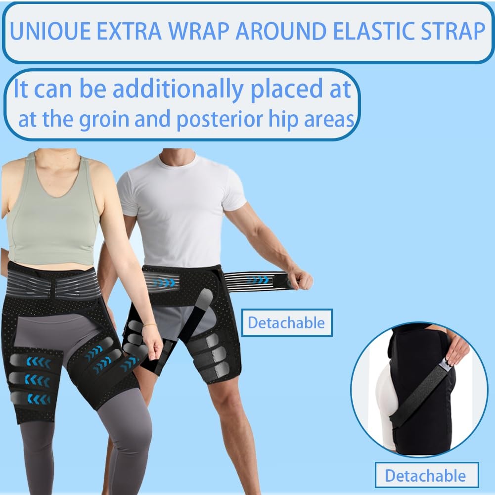 Thigh Compression Sleeve Hip Wrap Hamstring Support Women Men Leg