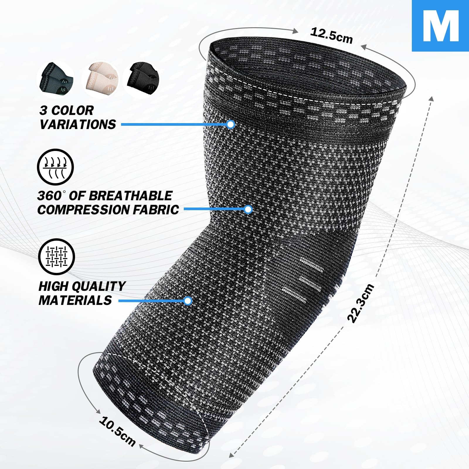 POWERLIX 2Pack Elbow Orthopedic Brace Compression Support Large(2Pack), Black
