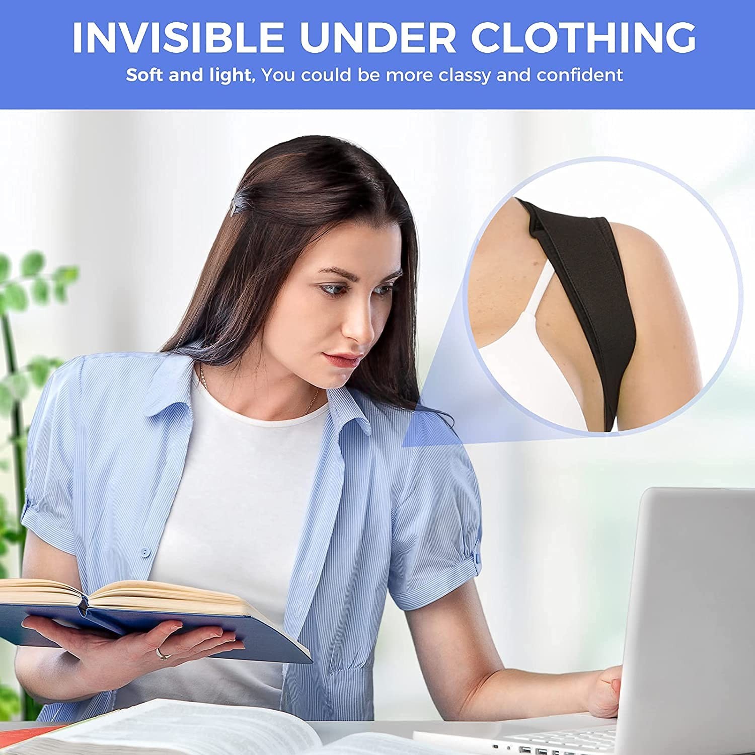 Alsoay Posture Corrector Back Brace Adjustable Upper Back Shoulder Support Pain