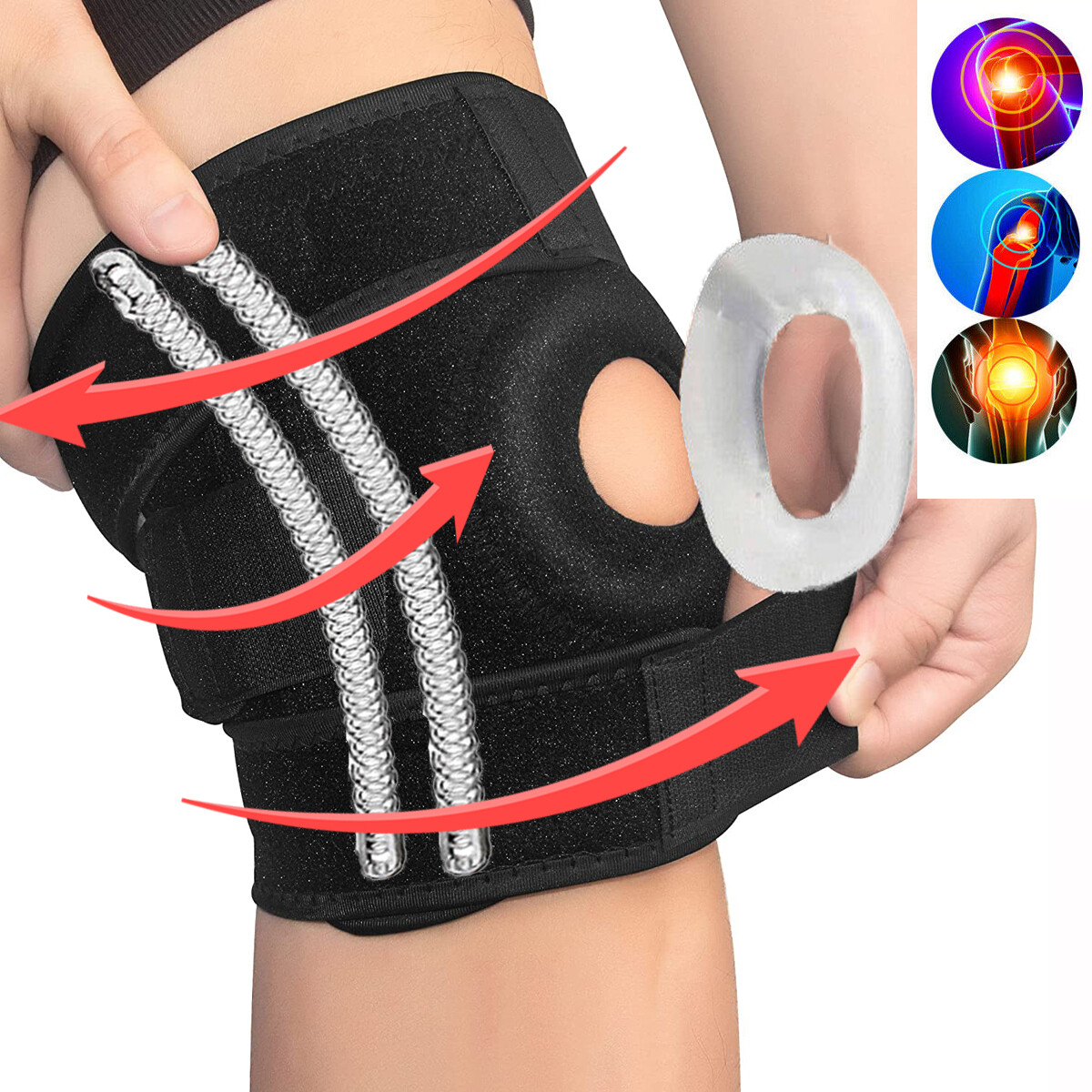 Knee Brace Support Compression Patella Meniscus Sport Joint Pain Arthritis Wraps