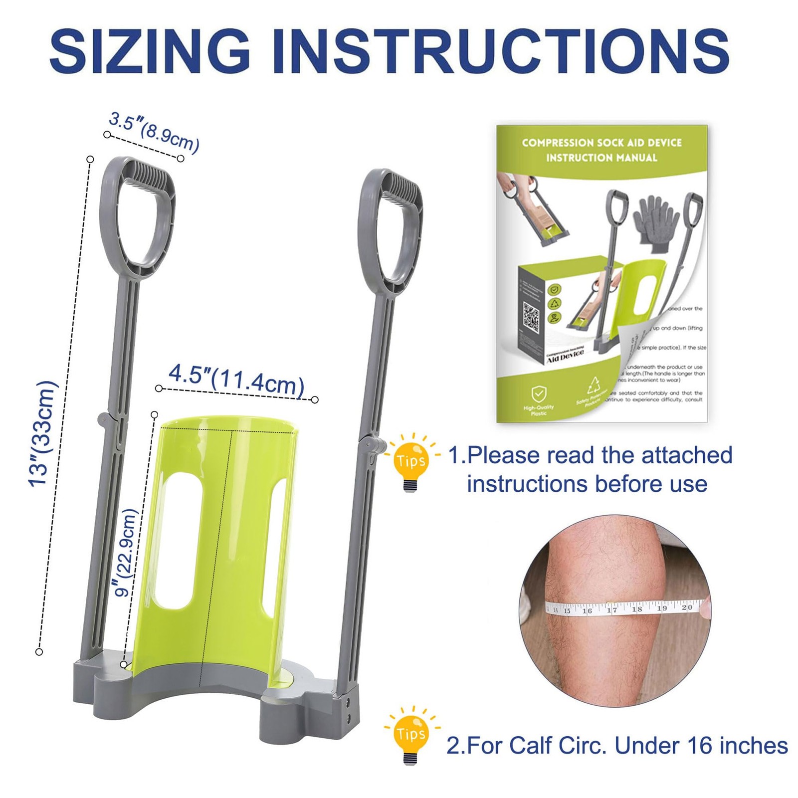 Compression Sock Aid Device | Size for Leg Circ 16 in or Less | Helper Device…