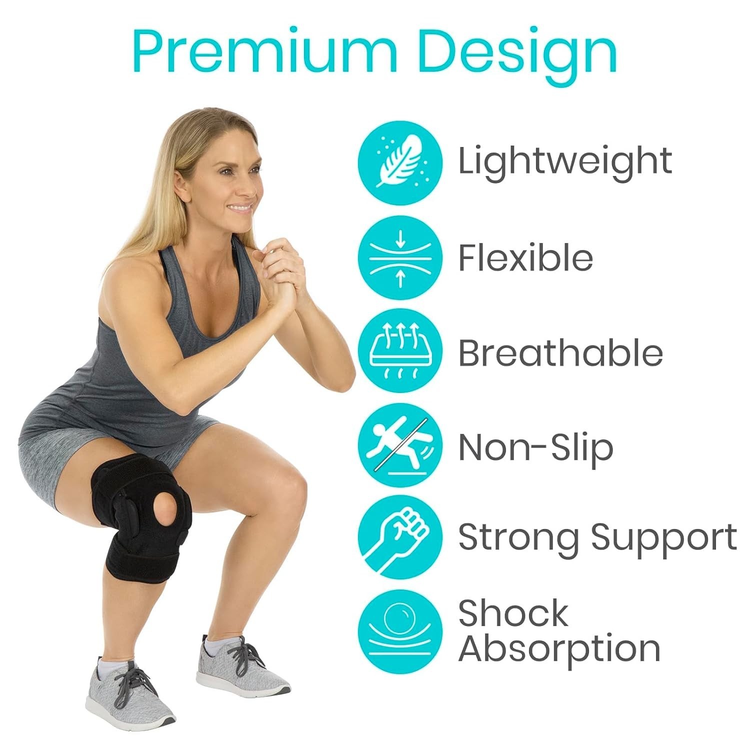Adjustable Hinged Knee Brace with Removable Supports – Lightweight & Breathable