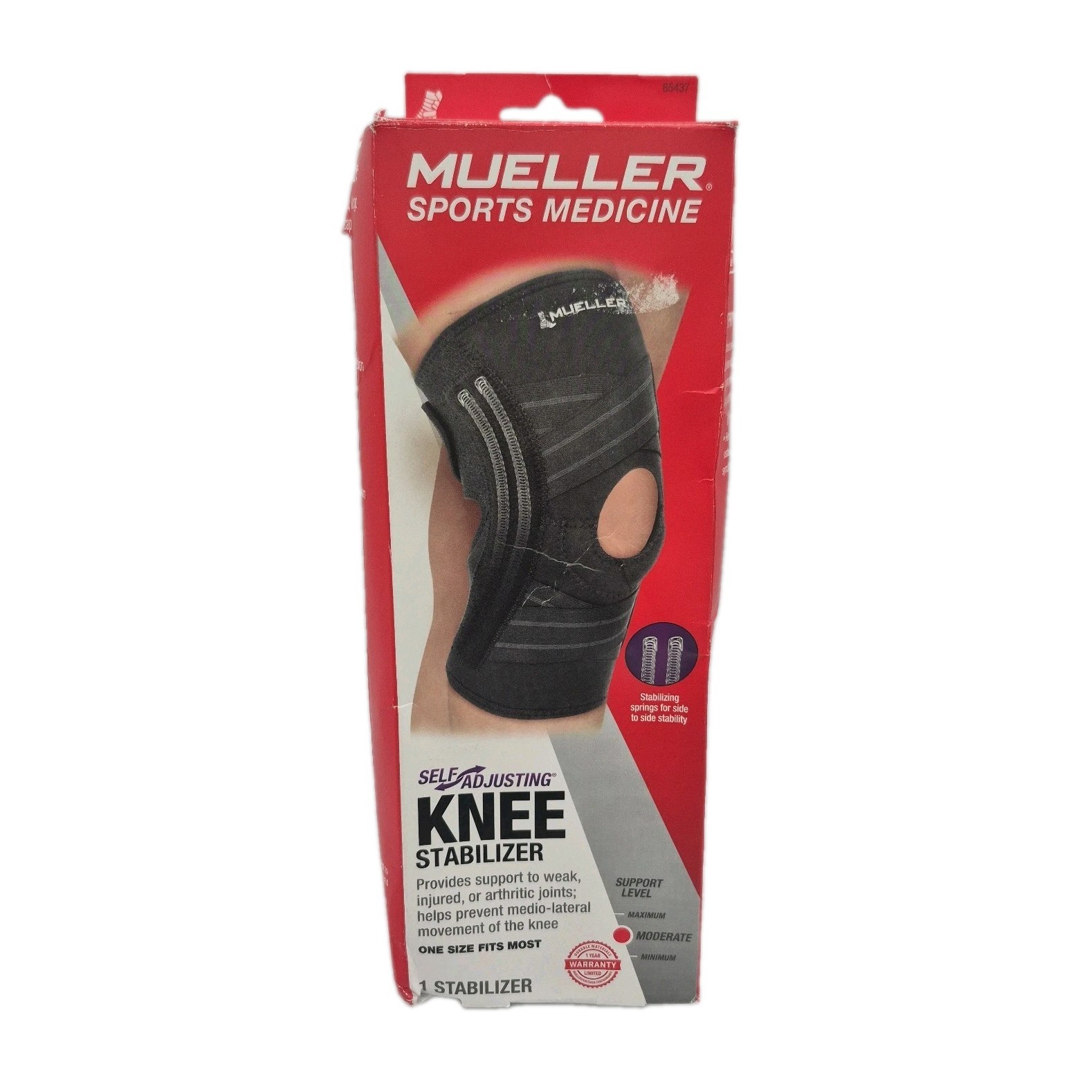 Mueller Self Adjusting Knee Stabilizer Black One Size Fits Most Moderate Support