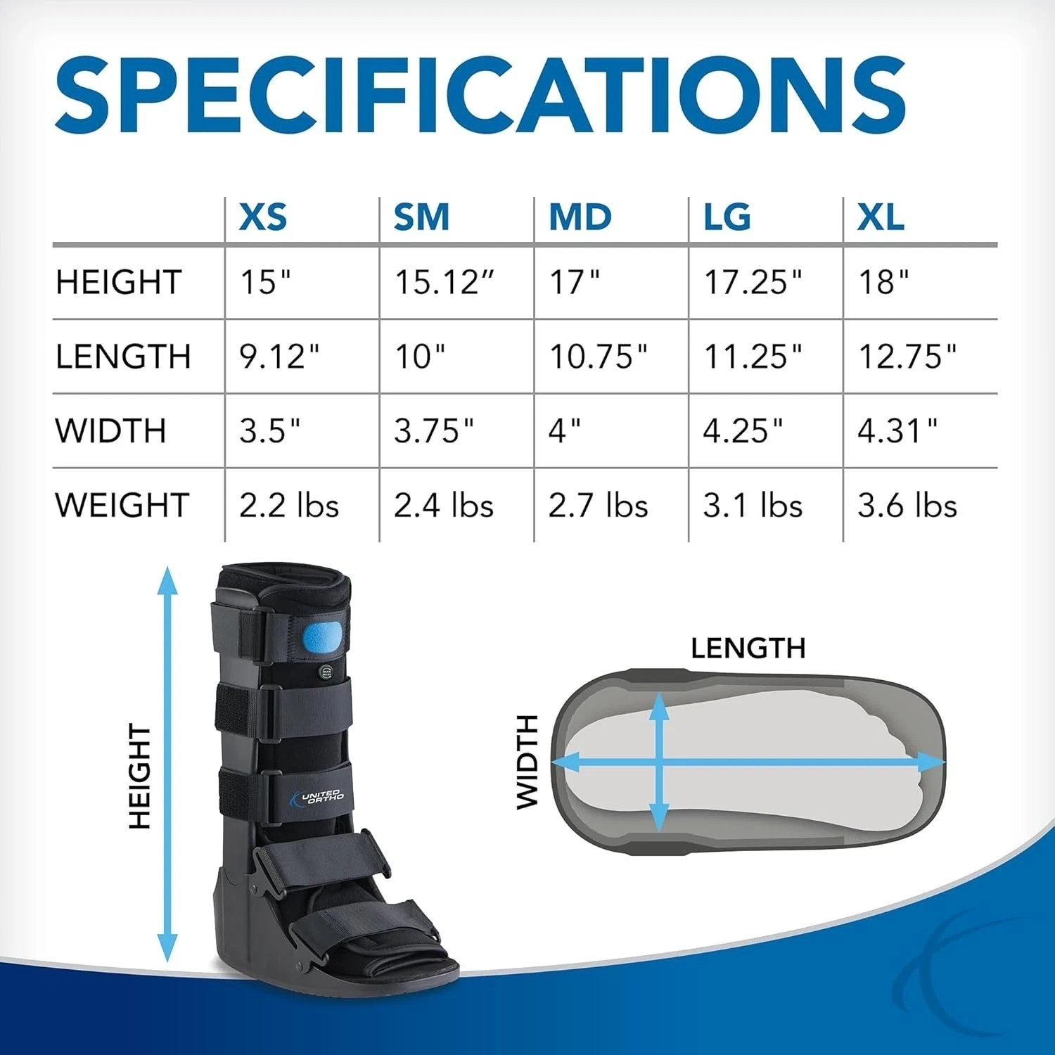 Walking Boot United Ortho USA14105 Air Cam Walker Fracture Boot X-Large Black XL