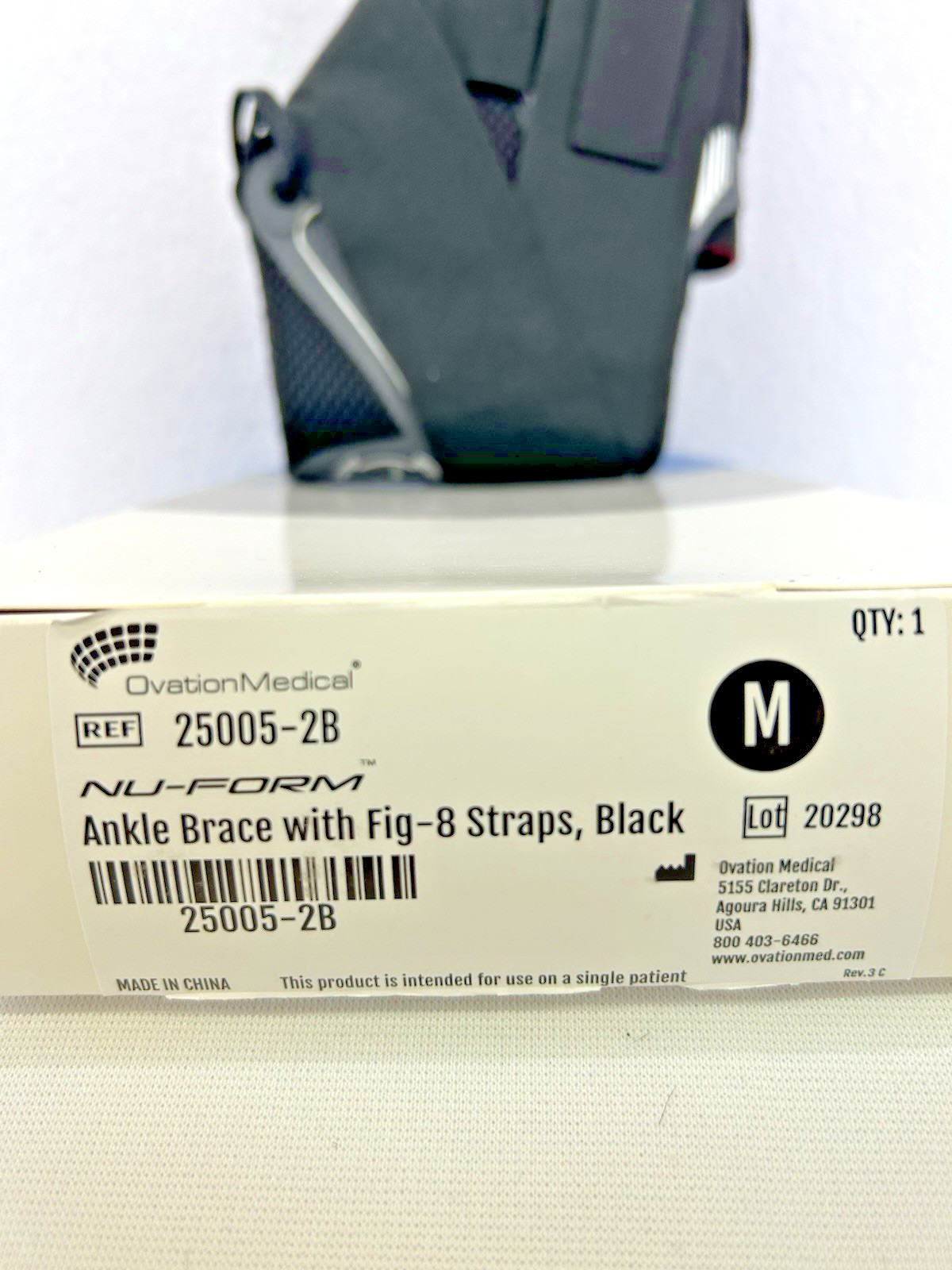 Ovation Medical Nu-Form Ankle Brace with Figure-8 Straps (Black) Sz Med