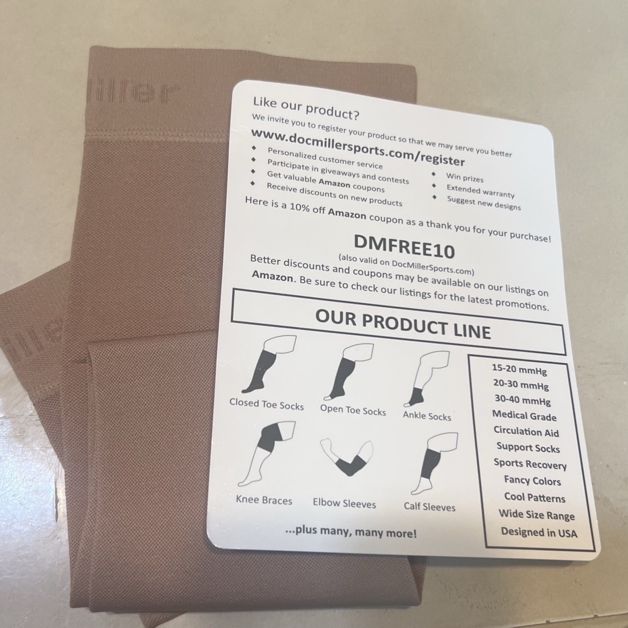 Doc Miller Compression Stockings Open Sleeve 20-30 Hg, 1 Pair,skin/nude ,large