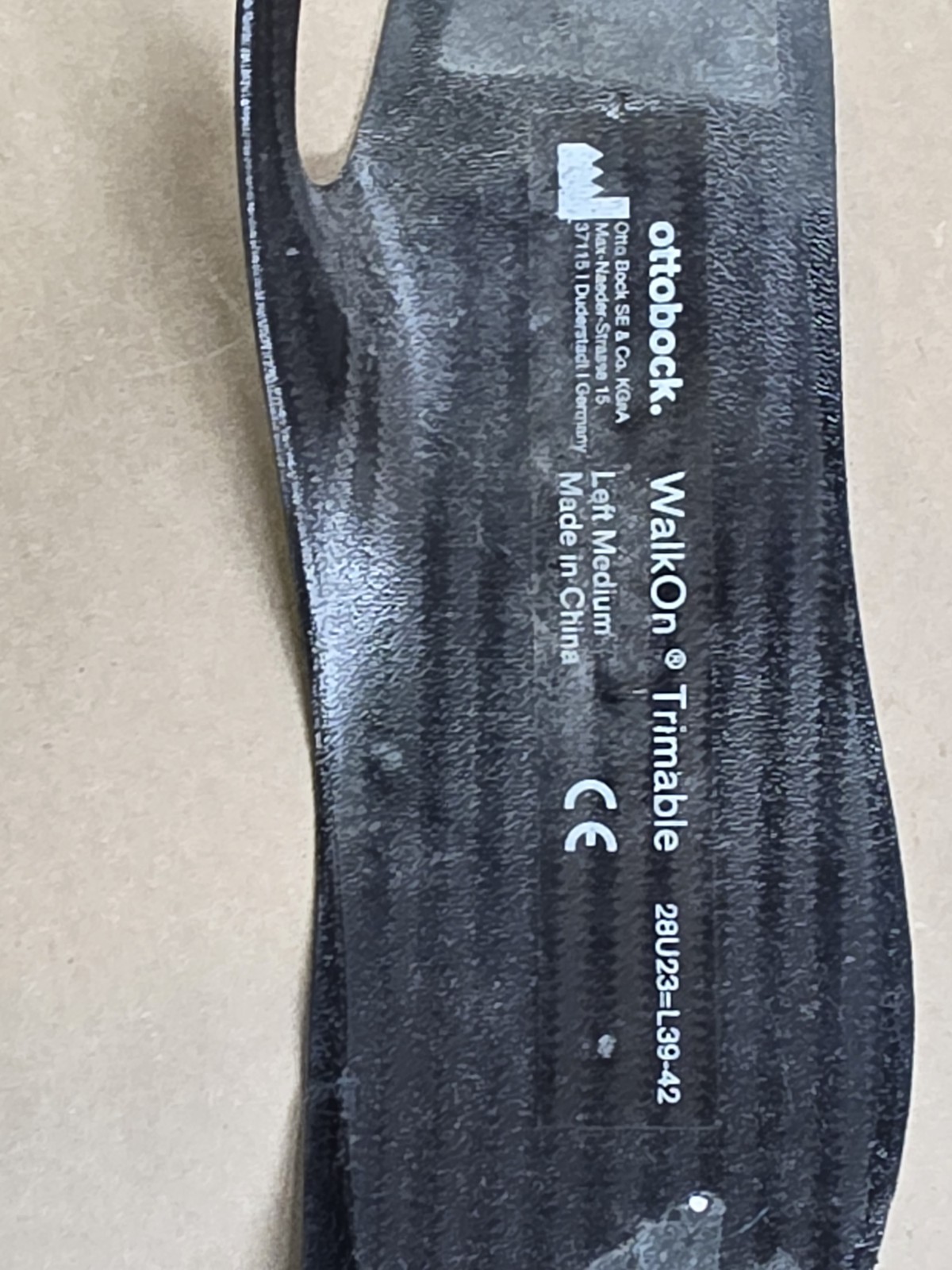 Ottobock WalkOn Trimable 28U23 Left Medium L39-42 Carbon Fiber AFO Brace
