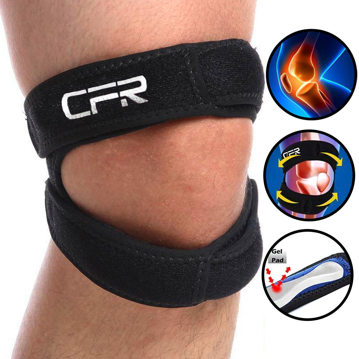 US Knee Support Patella Stabilizer Strap Band Tendon Brace Pain Sports Gym Joint